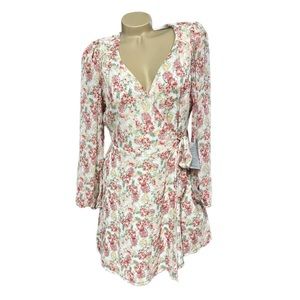 Lush Floral Wrap Dress Large NEW NWT